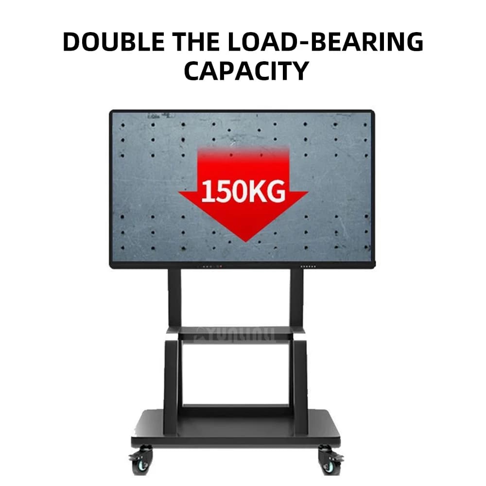 TV Stand, Mobile, All-in-One Floor Standing Universal Monitor Mount, Cart with Wheels