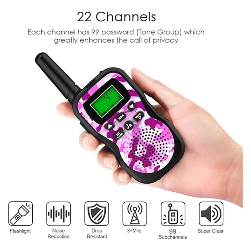 Walkie Talkie per bambini, radio giocattolo a 2 vie a 22 canali, portata 3 km, i migliori regali di compleanno di Natale per bambini di 3-12 anni all'esterno