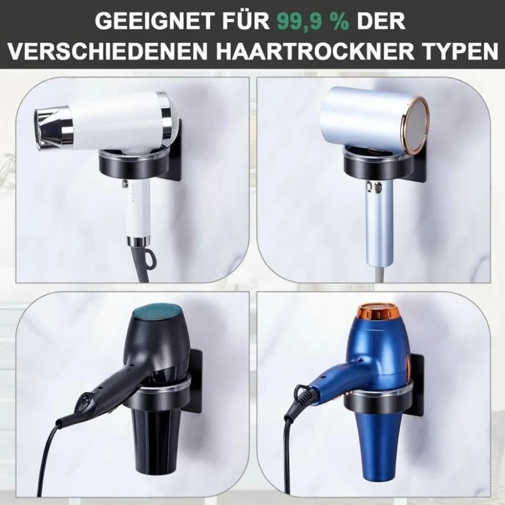 No Drilling Hair Dryer Holder Waterproof Multi-functional Bathroom Storage Rack Wall Mounted Strong Adhesion Hair Dryer Hanger