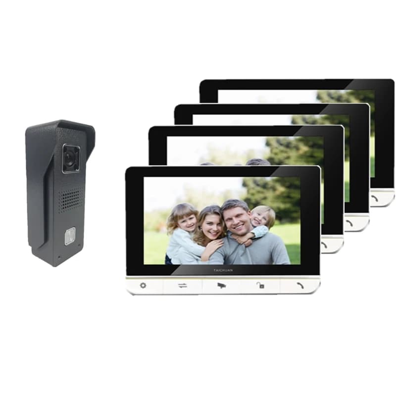 Tuya di fascia alta 7 pollici 4 Wired Wifi Videocitofono Campanello per porta a prova di acqua Ip65 Campanello 4 Citofono cablato