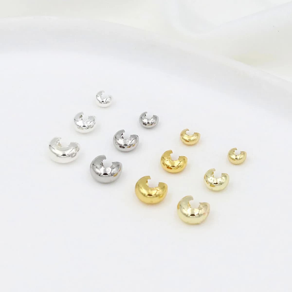 18K Gold Plated C Shape Crimp Covers Half Moon Knot End Caps Jewelry Findings DIY Bracelet Necklace Beading Supplies