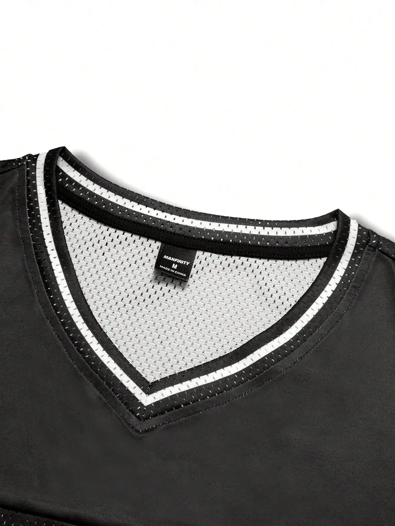 T-shirt sportiva da uomo con stampa digitale stile maglia da basket, casual a maniche corte