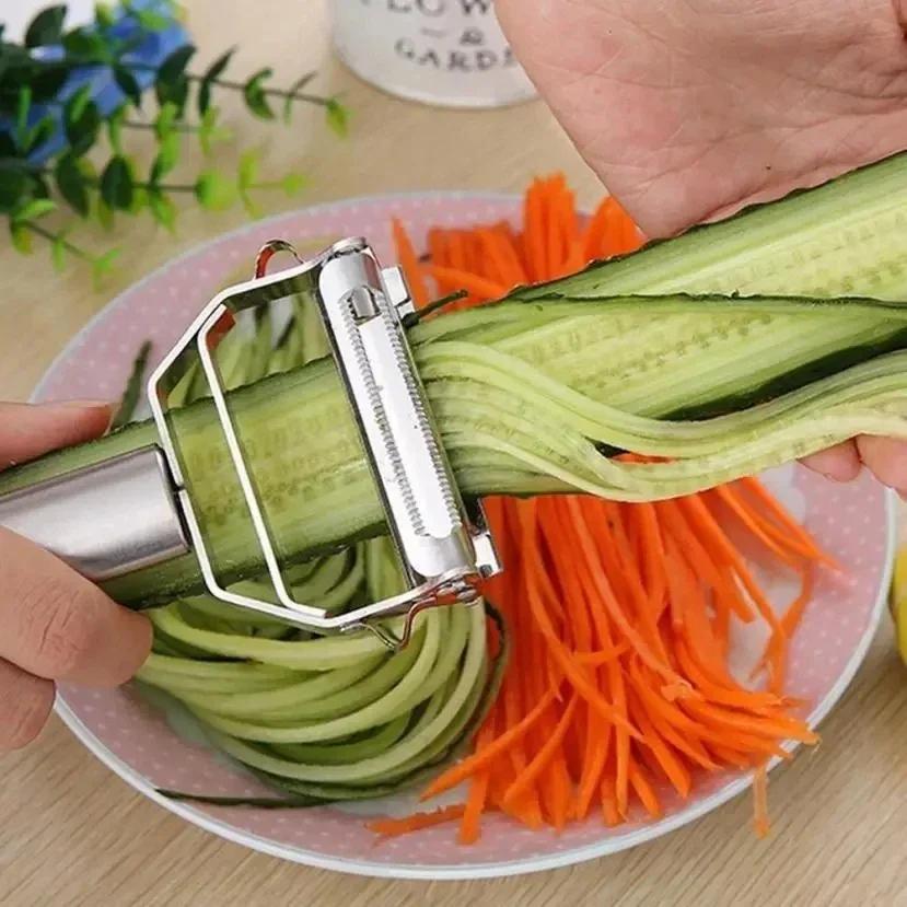 Peacock and Kitchen Slice 1 Piece, Grater for Potatoes, Cetrioli and High Quality Stainless Steel Carrots, Pelapatate Julienne
