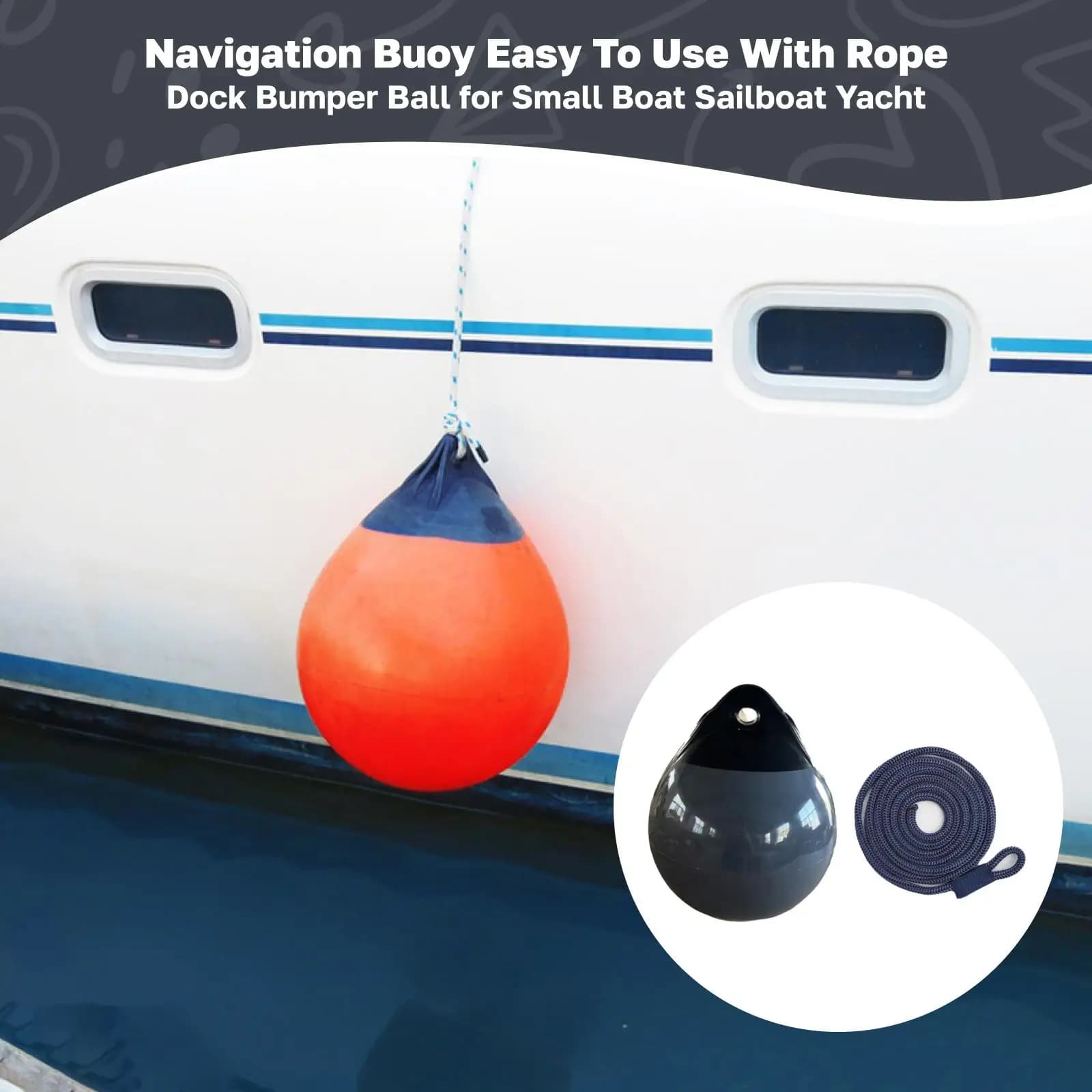 Marine Ball Buoy PVC Dock Fender Anchor Ball for Inflatable Boat Hull Protection and Marking