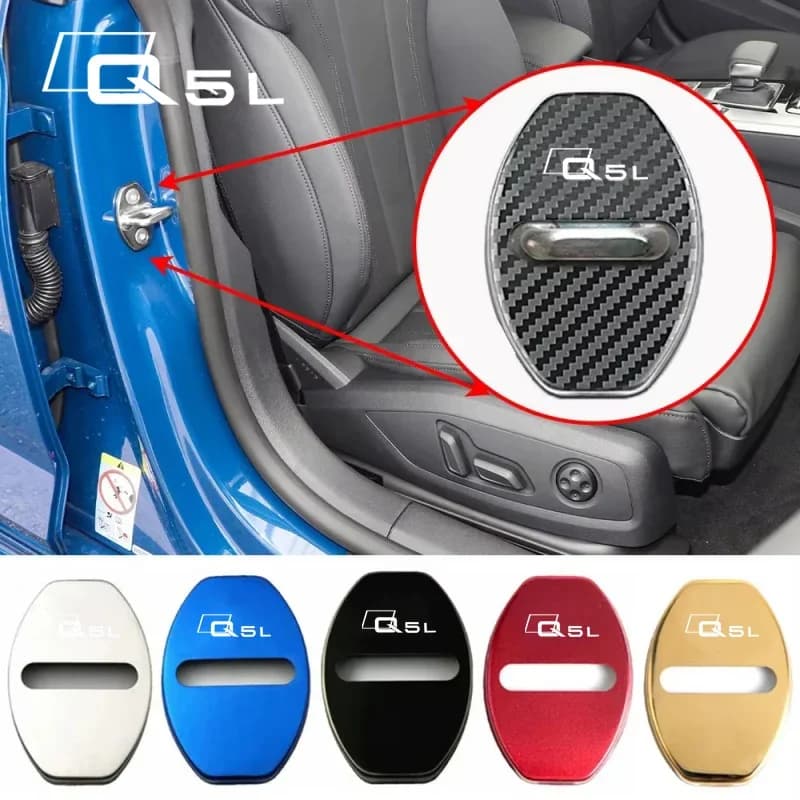 4pcs Car Door Lock Cover Protection Stickers For Audi Q5L Logo Stainless Steel Door Stopper Protective Decals Auto Accessories