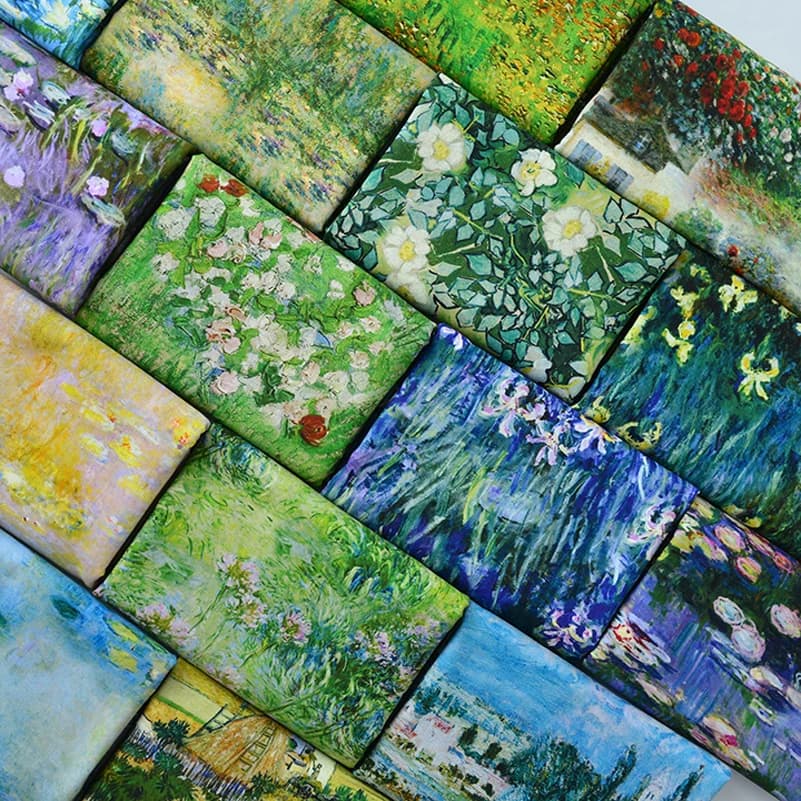 Oil Painting Fabric Cotton Sew Clothes Dress Fabrics DIY Quilting Needlework Patchwork Material by Half Meter