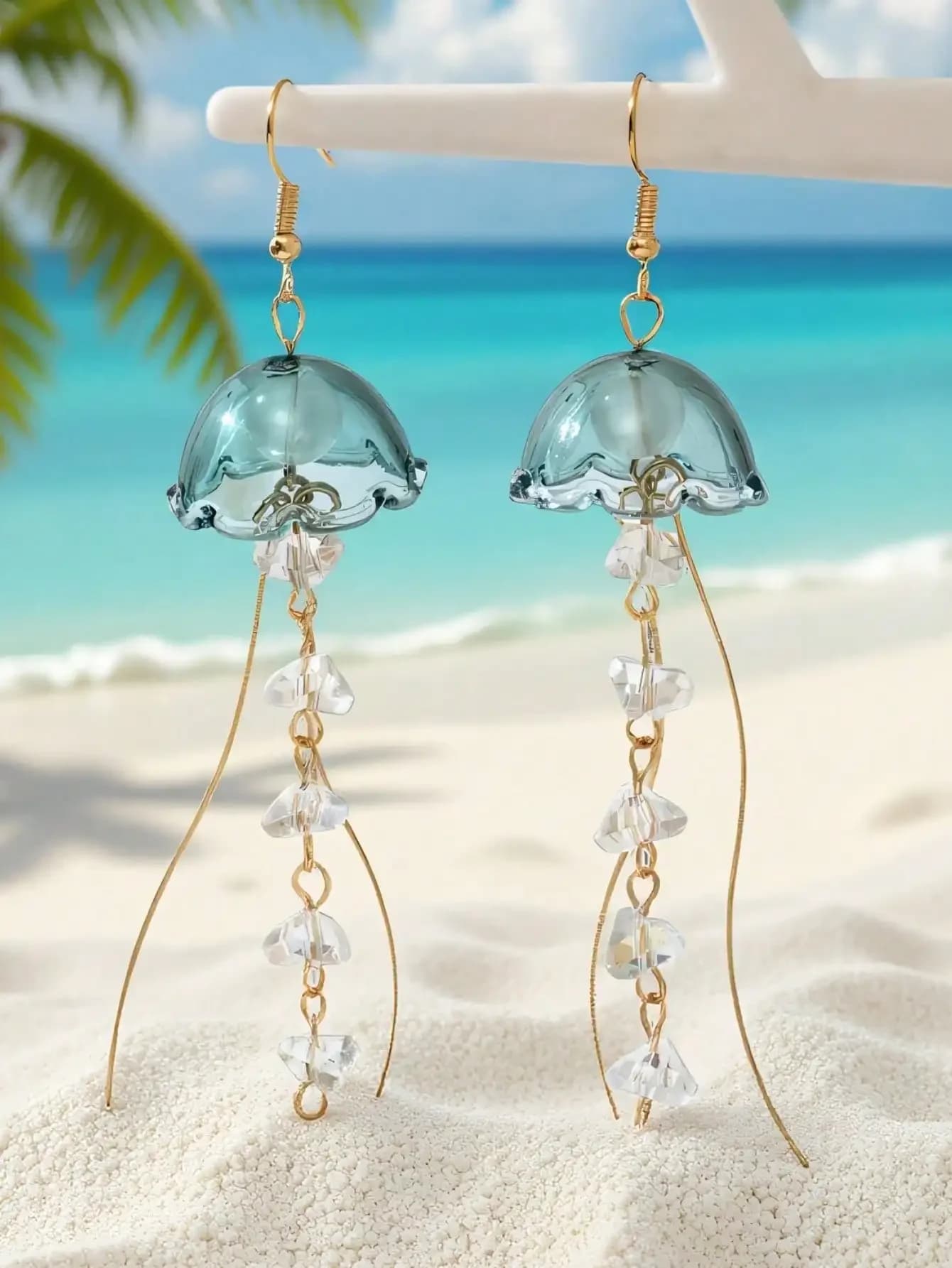 1 Pair Women's Jellyfish Earrings - Geometric Tassel, Lightweight Dangle Earrings With Shiny Jellyfish Pendant, Suitable For Beach Parties, Summer Outings And Daily Wear, A Perfect Gift For Women