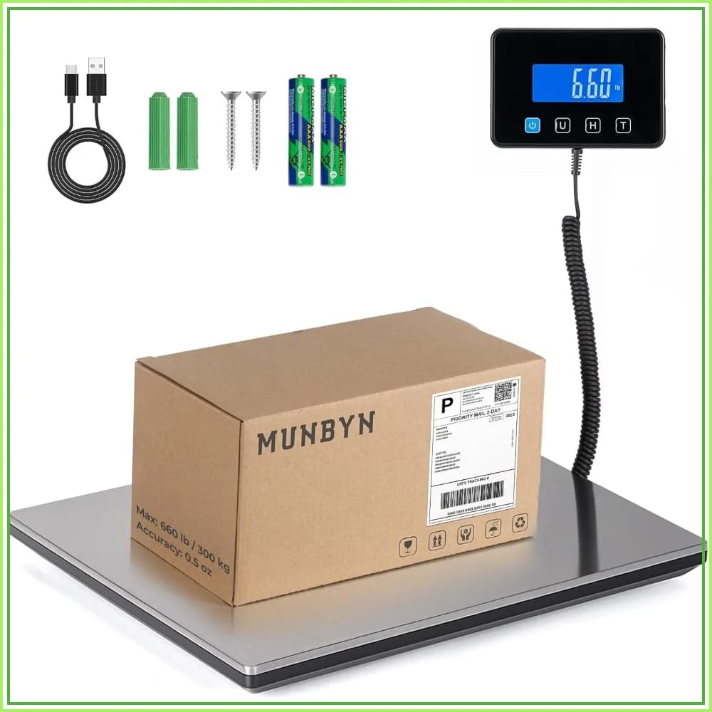 440lb Digital Shipping Scale with Hold/Tare, Backlit LCD, USB-C & Battery, for Packages & Luggage