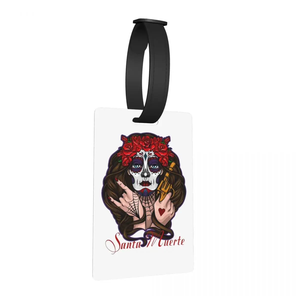 Etichette per Bagagli Santa Muerte, Stile Gotico Messicano, Teschio dei Morti, per Valigie e Bagagli da Viaggio, Porta Etichette con Nome e ID