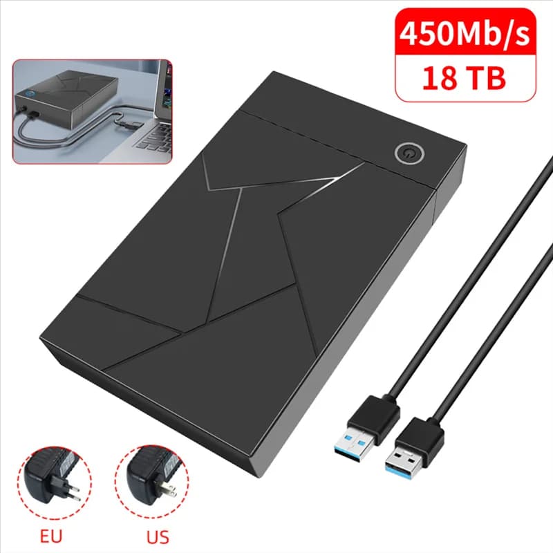 Custodia per disco rigido A24P da 3,5 pollici Custodia per disco rigido da USB 3.0 a SATA Custodia SSD Scatola per disco rigido esterno a stato solido-Spina americana