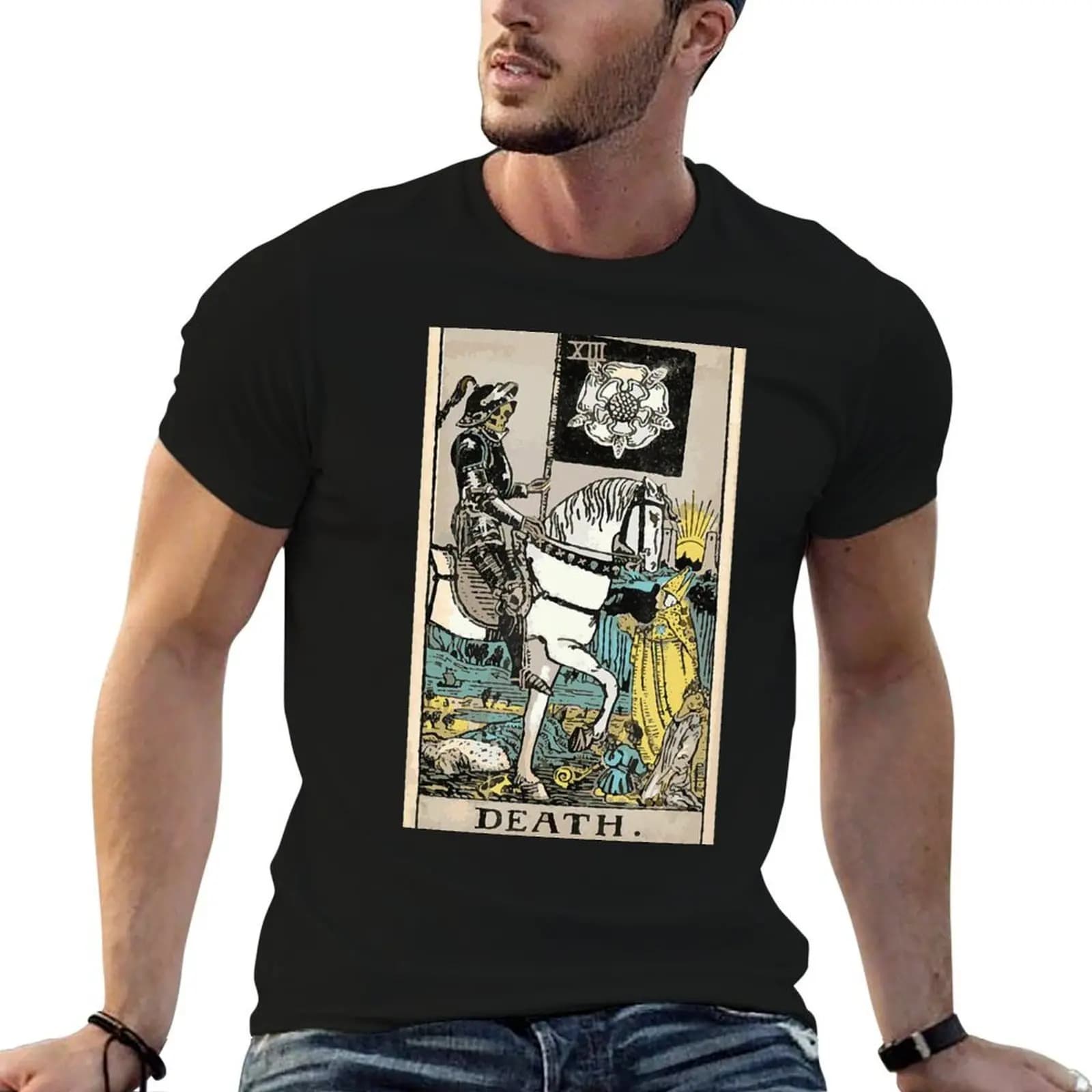 Death Tarot Card XIII T-Shirt cute tops funny costumes mens t shirt