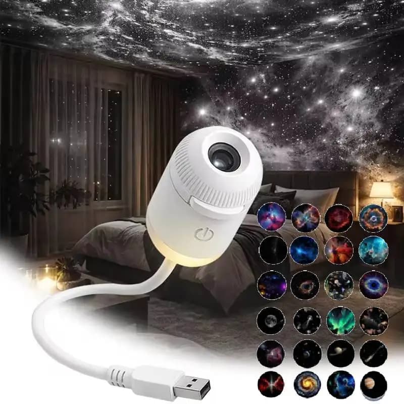 Mini Proiettore di Stelle Galaxy 2 in 1, Luce Notturna per Casa, Luce d'Atmosfera per Camera da Letto, Decorazione Auto, Luce USB per Bambini con Effetto Cielo Stellato