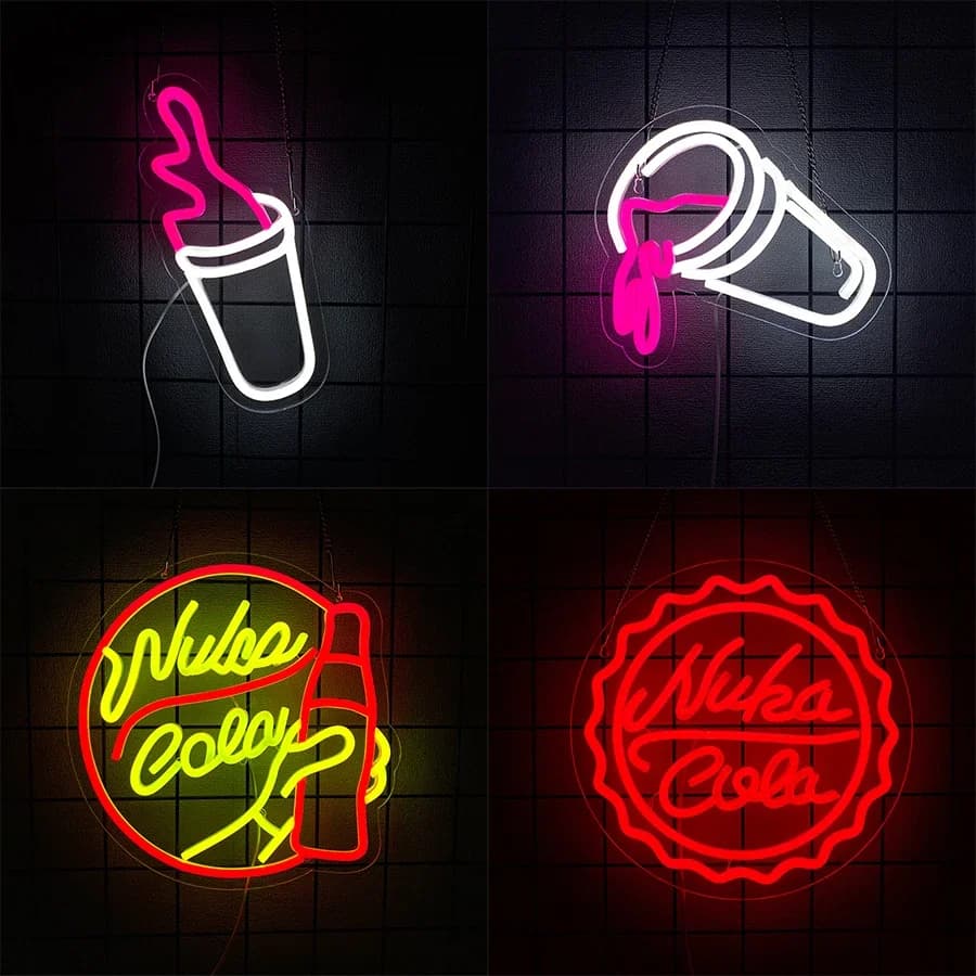 Insegne al Neon a Forma di Bottiglia di Succo per Decorazione Murale, Insegna Luminosa a LED per Cola e Birra, per Pub, Negozi, Camere da Letto, Decorazioni per Feste