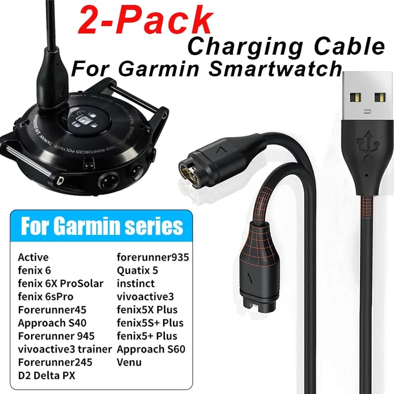 Caricabatterie sostitutivo da 2 confezioni compatibile con il cavo di ricarica per smartwatch USB Garmin