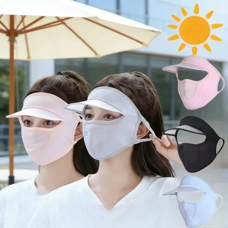Maschera Estiva in Seta Ghiacciata con Protezione UV, Copriviso con Visiera, Cappello Protettivo Solare per Ciclismo