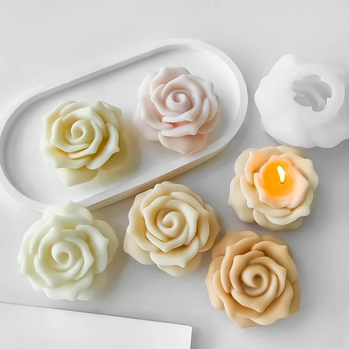 Stampo in silicone per candele a forma di fiore 3D, fiore in rilievo fai da te, sapone, resina, stampo in gesso, decorazioni per la casa, torta al cioccolato, cottura al ghiaccio, strumento per fare regali
