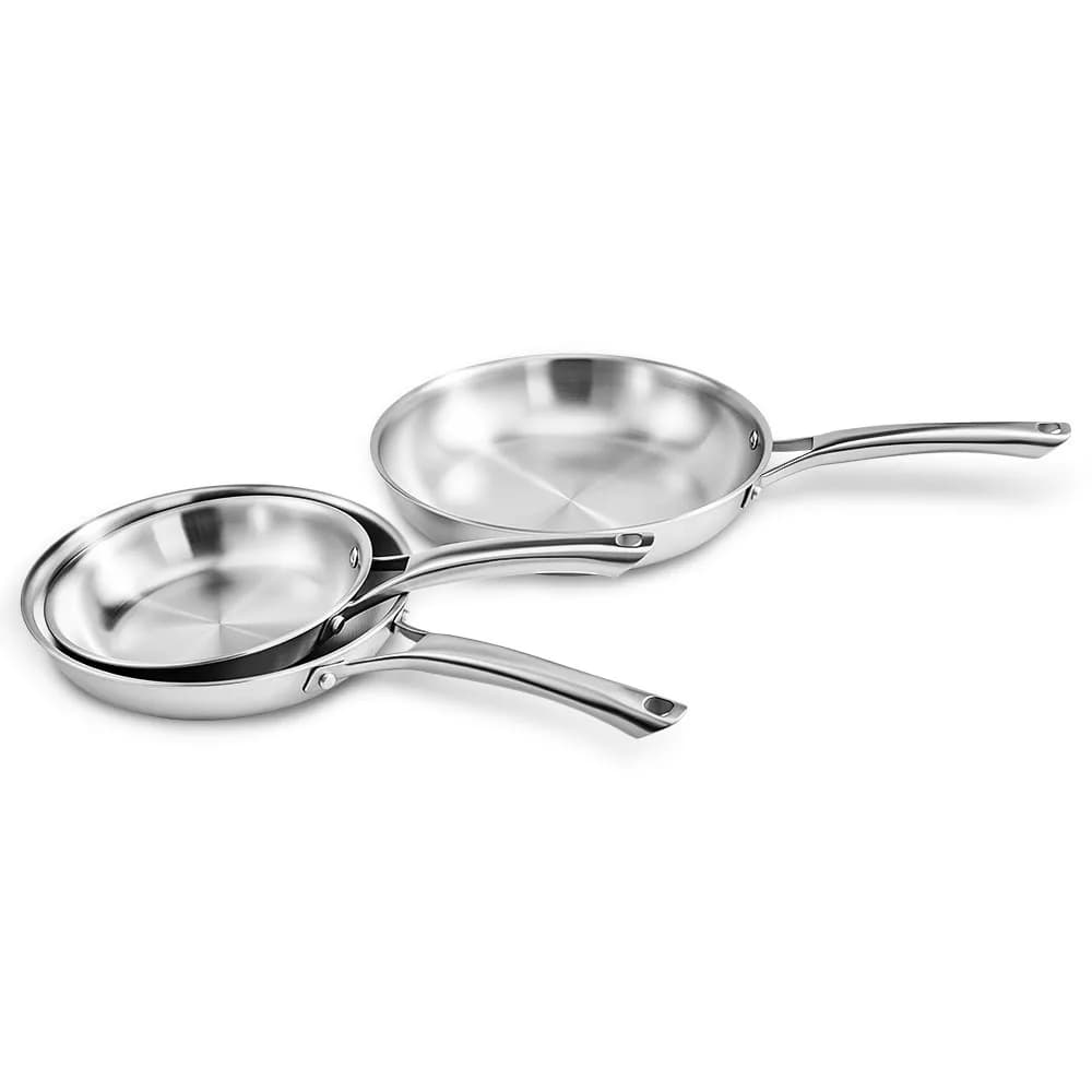 3-Piece Frying Pan Set Professional Grade Stainless Steel Cookware Oven Safe