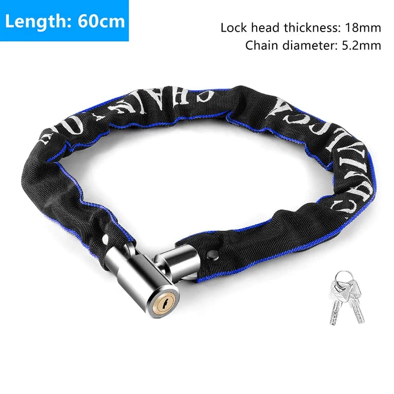 Nuovo lucchetto a catena per bici lucchetto di sicurezza per carichi pesanti per bicicletta 60CM lucchetto per scooter per moto da strada antifurto in metallo per mountain bike con chiave