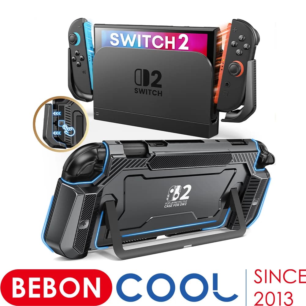 Custodia Protettiva Pop-up BEBONCOOL, Cover Protettiva Migliorata, Ergonomica e Confortevole in Materiale PC, Guscio Protettivo per Switch 2