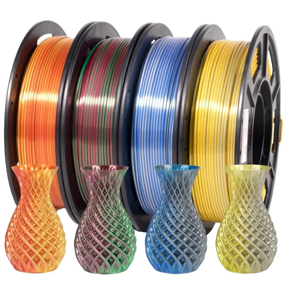 200G Double Color Filament PLA Silk 1.75mm 3D Printer Materials Plastic Polished Plating PLA Multicolor Green Blue Red New