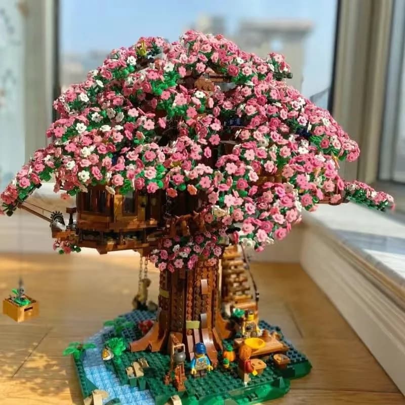 Compatibile con Lego quattro stagioni casa sull'albero foresta building block fiore di ciliegio casa in legno assemblaggio creativo regalo per ragazza