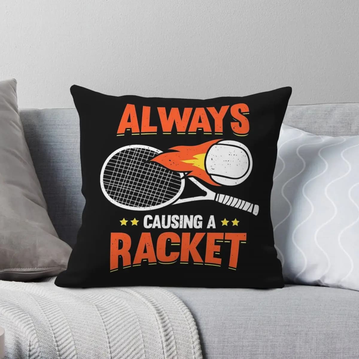 Always causing A Tennis Rack Square Federa Poliestere Lino Velluto Printed Hinge Decoration Federa for car cushion 18"