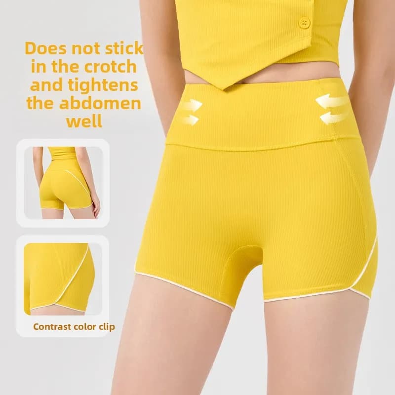 High waist cycling pants, hip lift and abdominal compression, three-quarter pants for Pilates training
