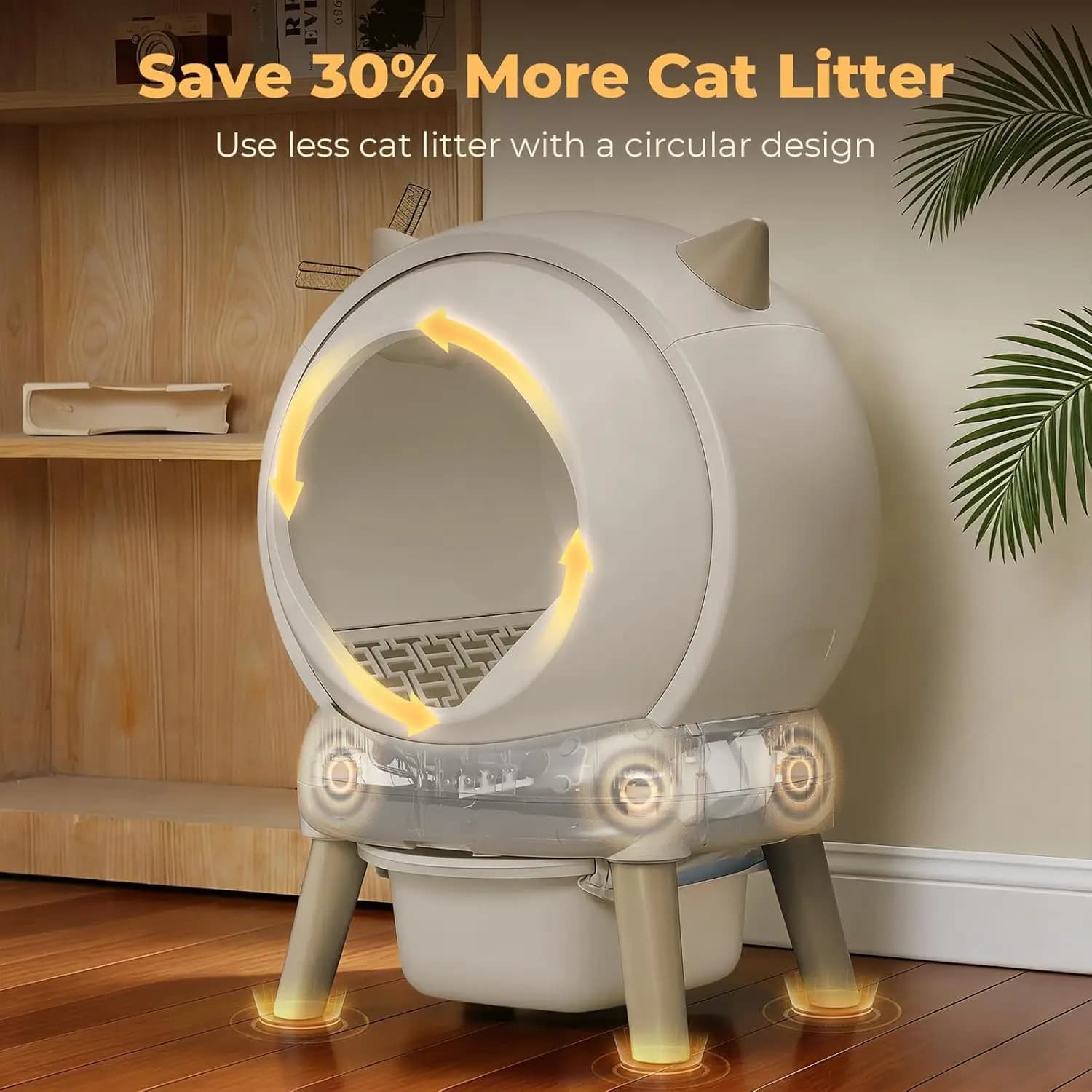 Customized Automatic Self-Cleaning Cat Litter Box, 9-sensor safety protection, APP control and odor suppression for multi-cat ap