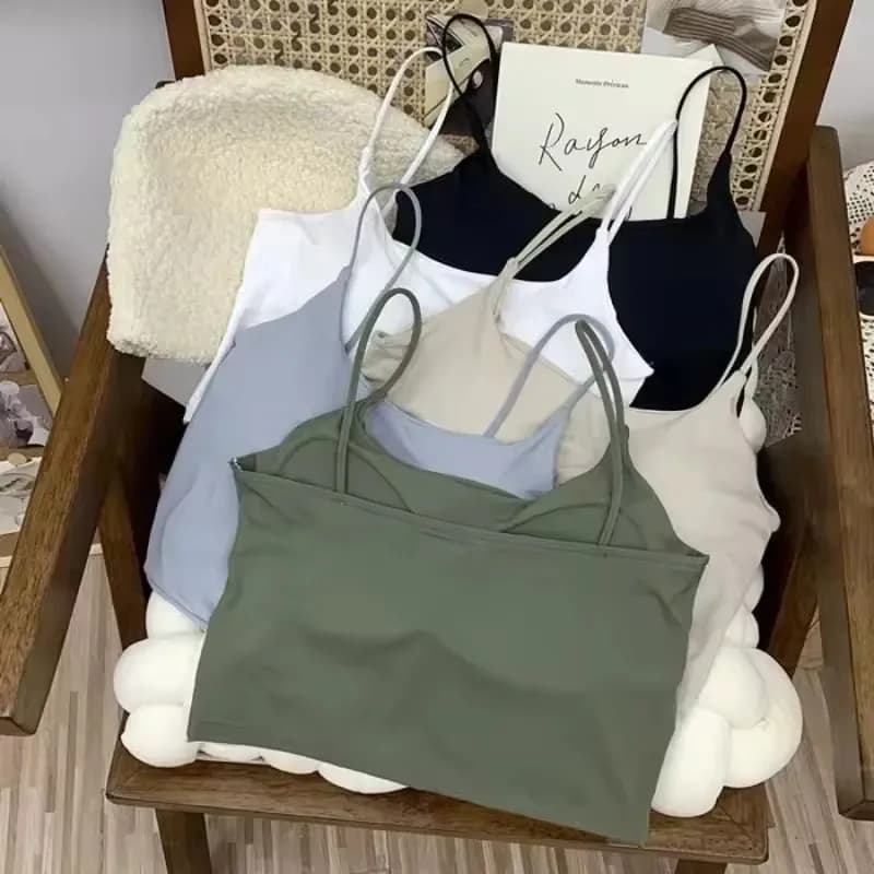 Reggiseno a canotta imbottito in seta di ghiaccio senza cuciture da donna, canotta corta per allenamento estivo, yoga, corsa, fitness, lounge, indumenti da notte