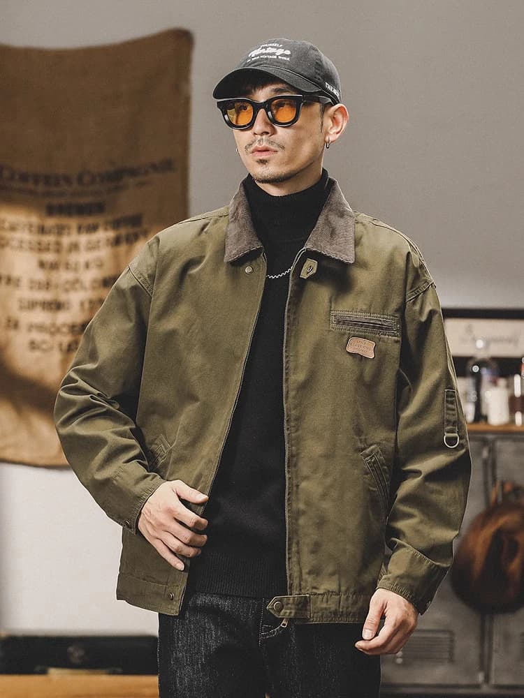 American Style Large Size Retro Heavyweight Canvas Work Jacket Men's Spring Autumn Loose Detroit Hunting Coat Youth Fashion
