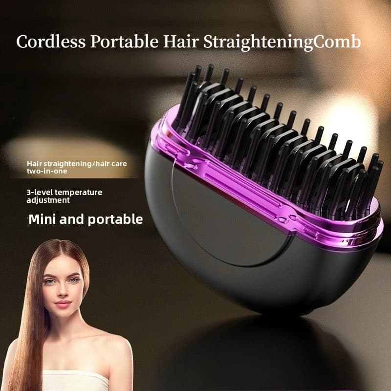 Mini Electric Barba Plate, Wireless Led Brush, Light Pettine for Leasing Hair, Ideal for Travel
