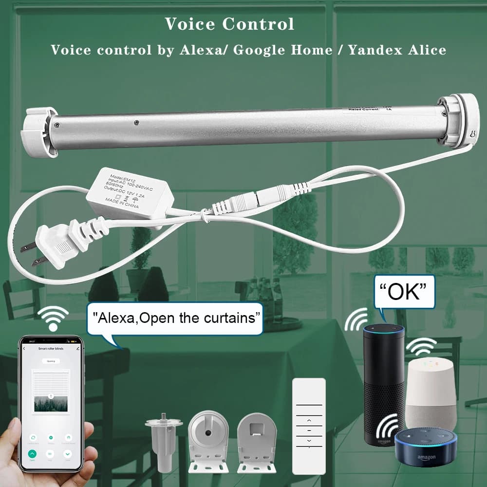 Tenda cieca automatica con motore per tende avvolgibili Tuya Wifi per tubo da 38 mm App Smart Life Alice Alexa Google Home Controllo vocale