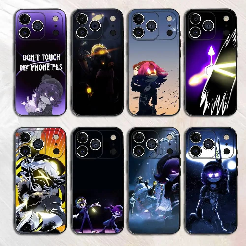 Cover posteriore morbida in silicone nera Anime M-Murder D-Drones per iPhone 17, 16, 15, 14, 13, 12, 12 Pro Max Plus XS XR