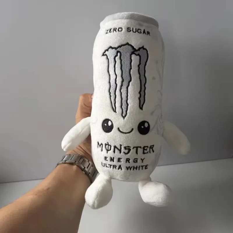 Zero Sugar White Monster Energy Drink Plush Toy Simulation Can Stuffed Doll Cute Soft Figure Decor Gift For Friend Home Ornament