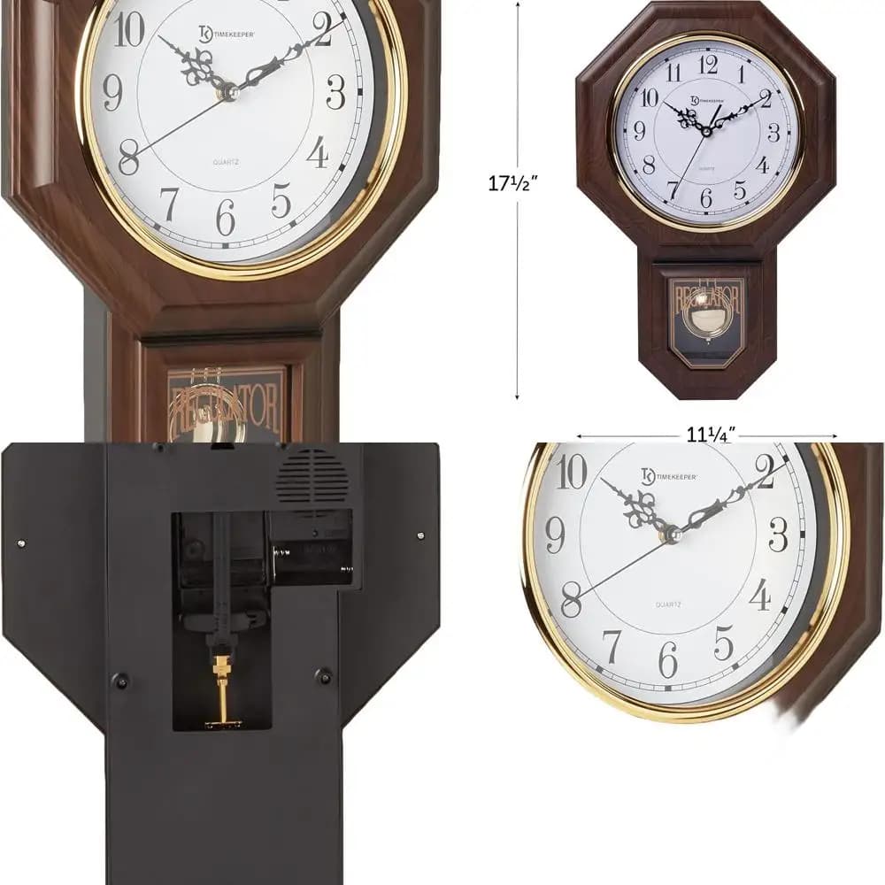 Orologio da parete a pendolo con carillon Essex Westminster in finto legno di noce 17,5