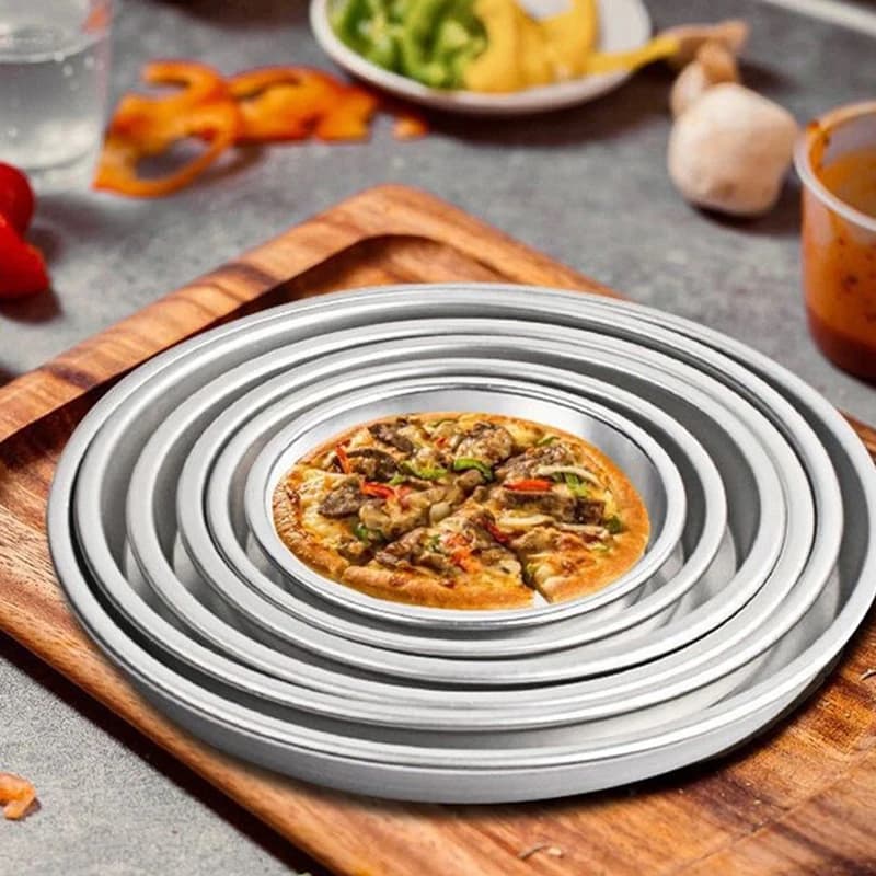 Teglia per Pizza Antiaderente 6-12 Pollici, Vassoio per Cottura Pizza in Lega di Alluminio, Utensili da Cucina, Teglia Rotonda per Pancake, Pizza e Pasticceria