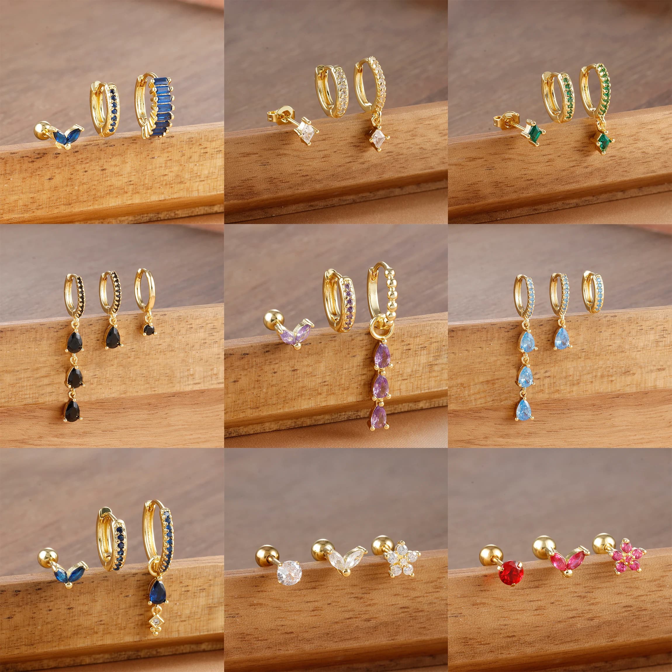 Dainty Zircon Stainless Steel Hoop Earrings for Women Water Drop Ear Stud Earring Cartilage Piercing Jewelry Gift Accessories