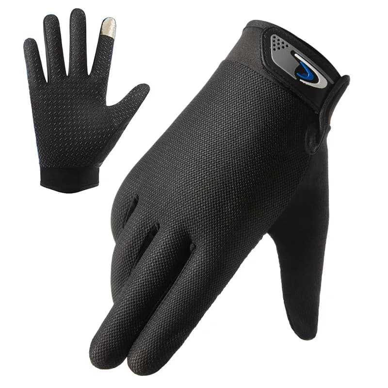 Men's Summer Fishing Gloves, Cycling, Fitness, With Two fingers Cut, Touch Screen, Non-slip, Solar Protection, Breathable