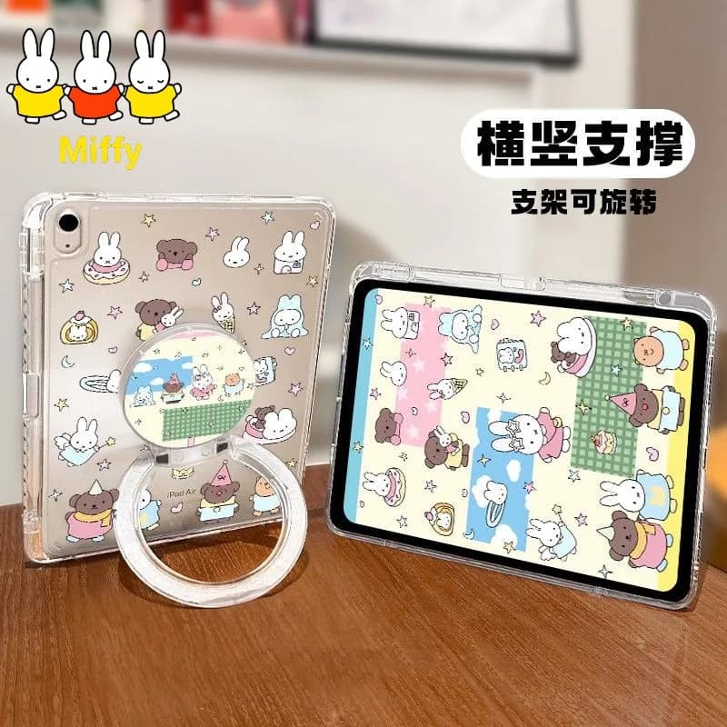 Custodia Protettiva Kawaii Miffy per iPad con Supporto, Modello Pro in Acrilico per 10a/11a Generazione 2024, 10.2 Pollici, Miffy Rabbit Air 7 6 5