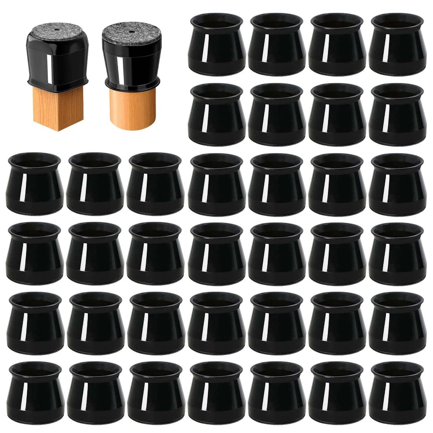 16 protezioni per pavimenti per gambe di sedie per pavimenti in legno, tappi per sedie in silicone, coperture per mobili, cursori con fondo in feltro avvolto