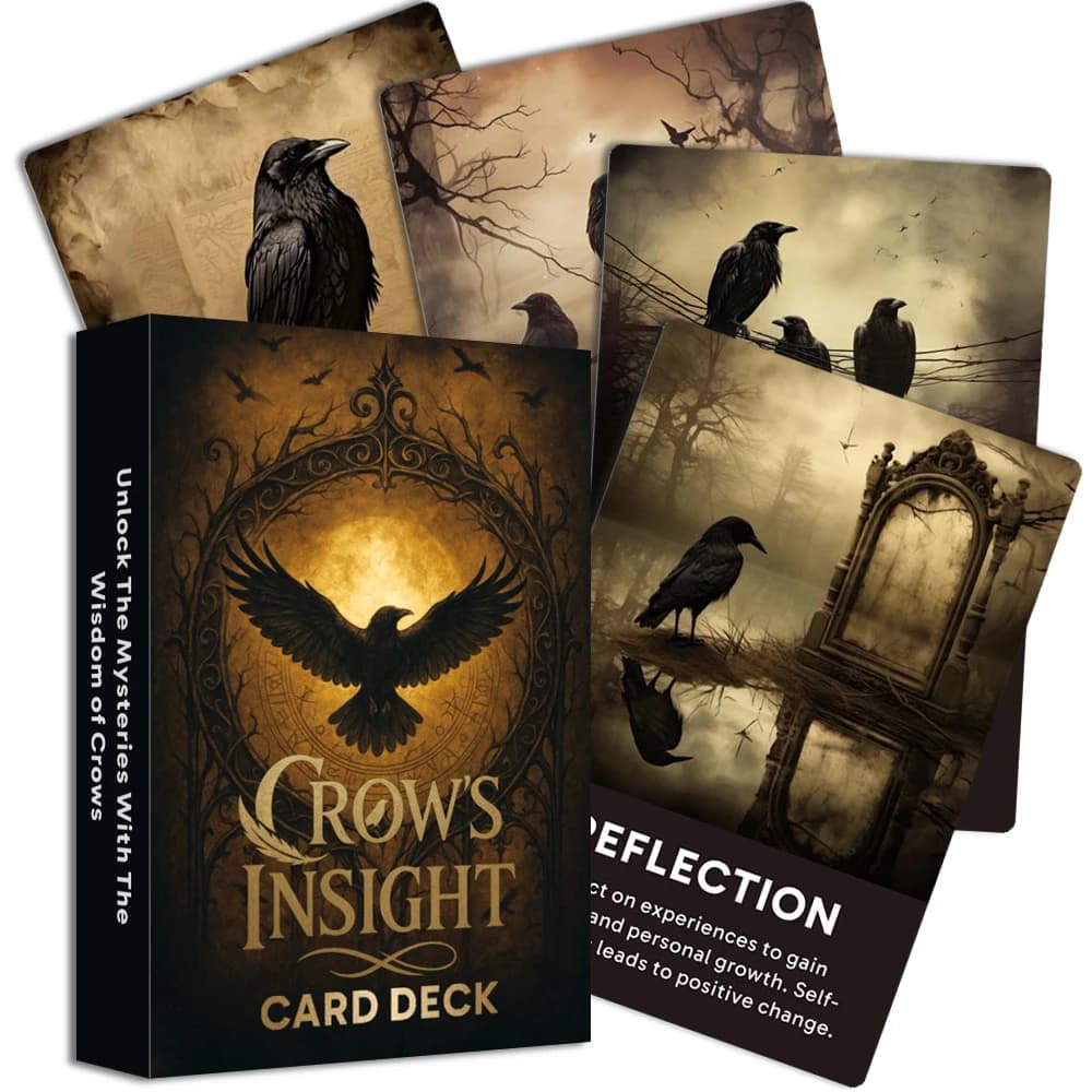 Mazzo di carte Crow's Insight, 50 carte Oracle per lettura e riflessione personale, 12 * 8 cm, carte dei tarocchi, regalo da gioco
