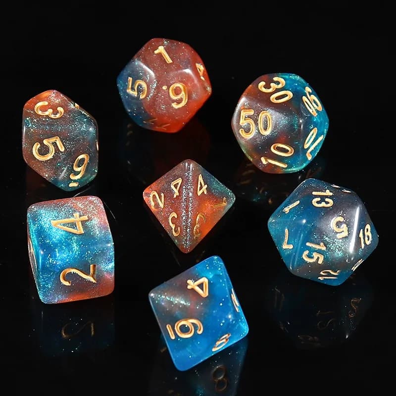 Nuovo Set di Dadi Cielo Stellato 2026, Dadi Poliedrici Digitali per Giochi di Ruolo, Accessori Dadi Multifaccia Scintillanti per Dungeons & Dragons, Tabl