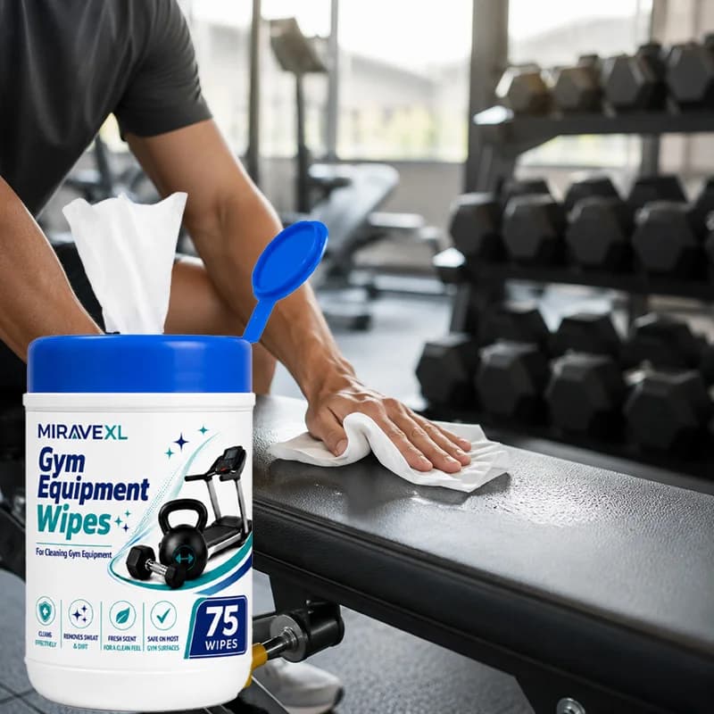 Gym Equipment Wipes 75PCS Sweat Removing Fresh Scent Fitness Cleaning Wipes for Treadmill Dumbbell Kettlebell Gym Bag Home