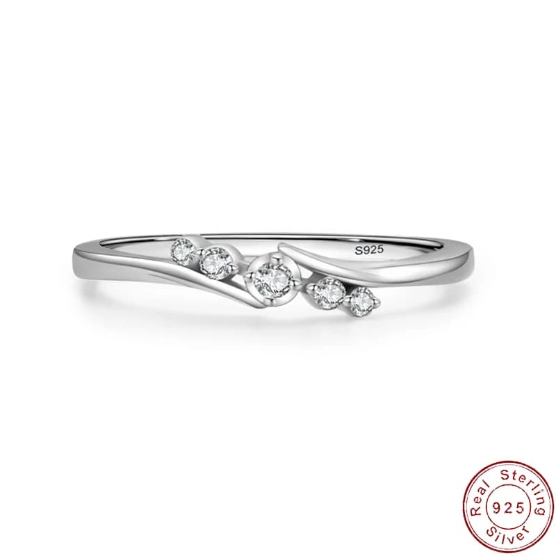 Anello da dito classico europeo in argento sterling AAA CZ S925 per gioielli da sposa di compleanno da donna