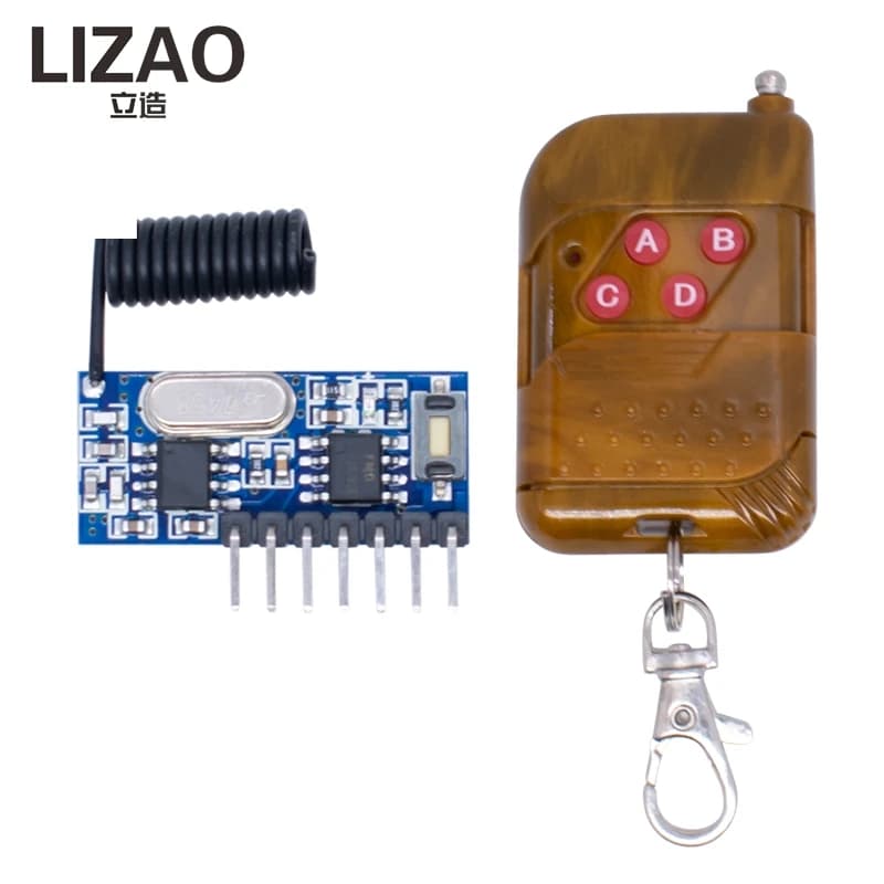 Modulo di Controllo Remoto RF LIZAO 433Mhz, Trasmettitore e Ricevitore con Antenna per Arduino, Controllo Fai-da-Te di Motori e Luci