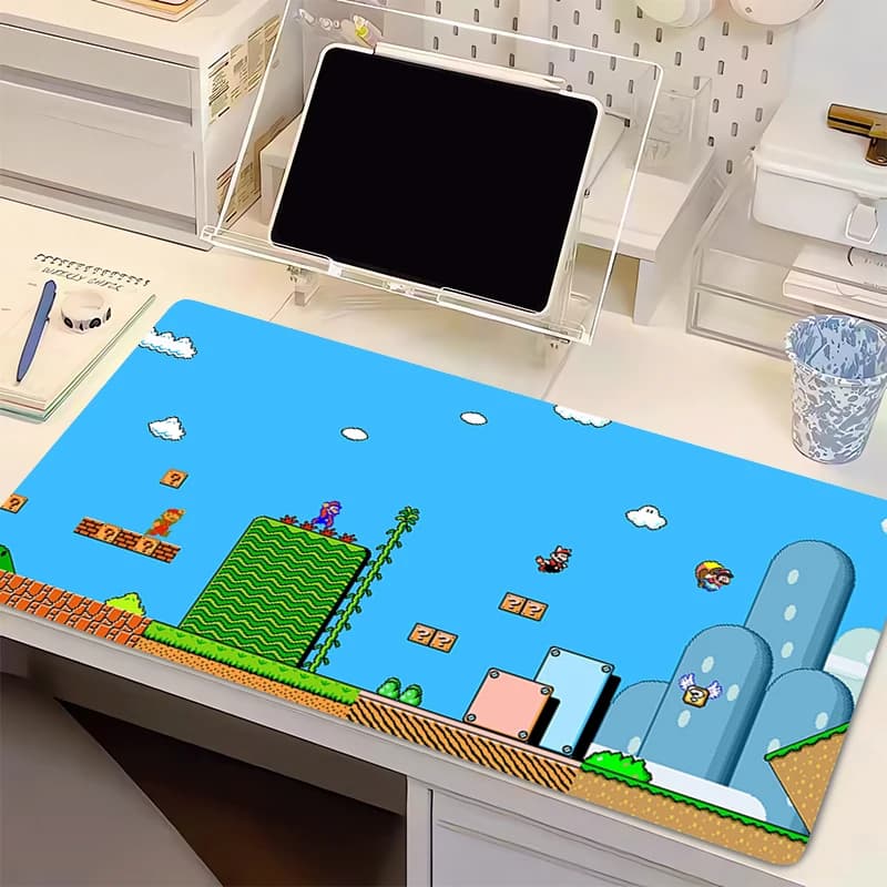 Tappetino per mouse 90x40cm M-Mario Anime, accessori gaming, tappetino per ufficio, tappetino per tastiera PC, tappetino da scrivania Varmilo