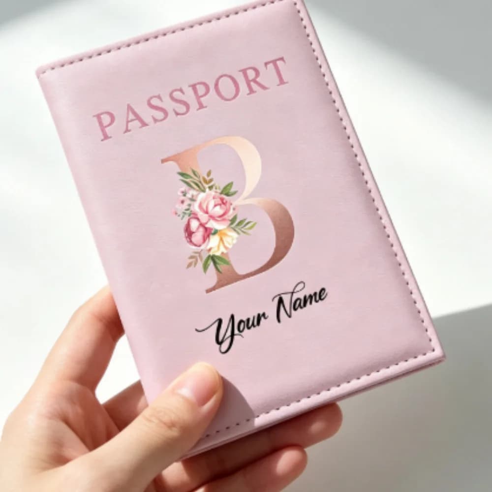 Personalized Letter Travel Passport Holder, Ticket Wallet, Thoughtful Customized Birthday Travel Gifts for Family Members