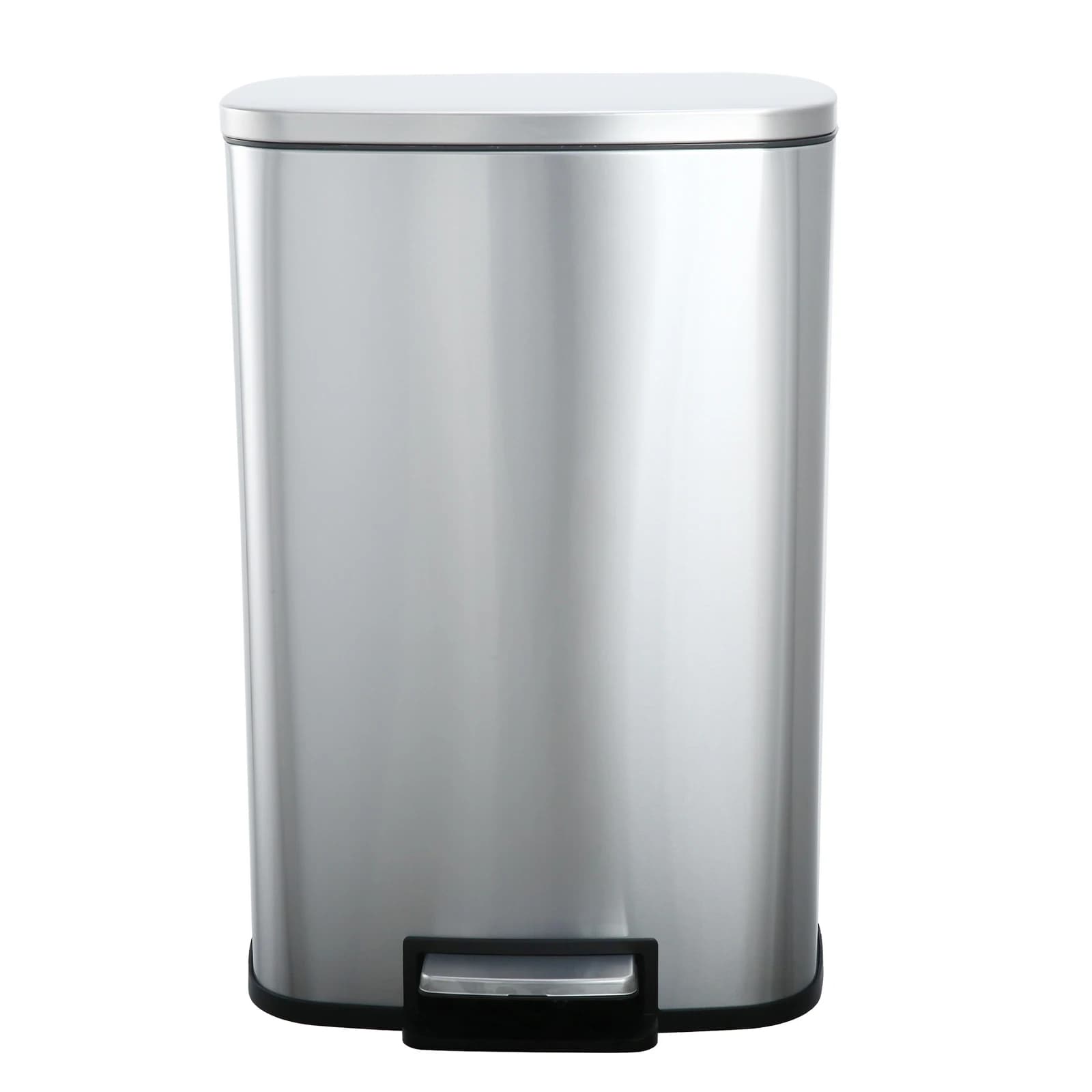 SimplyKleen 50L Stainless Steel Step Trash Can Silent Soft Close Pedal Garbage Bin Large Capacity Odor Proof Waste Bin Removable Inner Bucket Kitchen Office Home Hotel Bathroom Storage Waste Basket