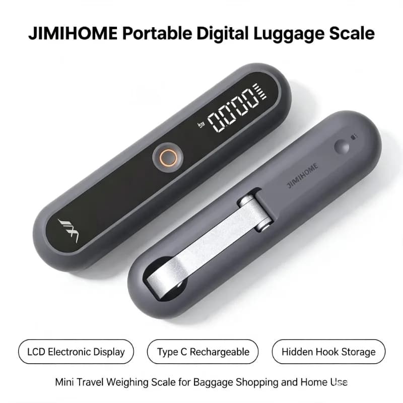 JIMIHOME Mini Rechargeable Handheld Electronic Luggage Scale Portable High Precision LCD Digital Weight Scale With Hidden Hook