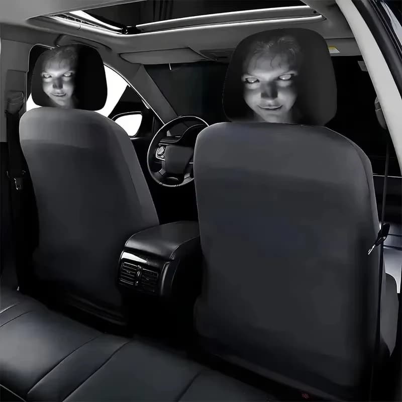 2Pcs Halloween Horror Face Printing Car Headrest Covers Universal Elastic Car Seat Headrest Cover